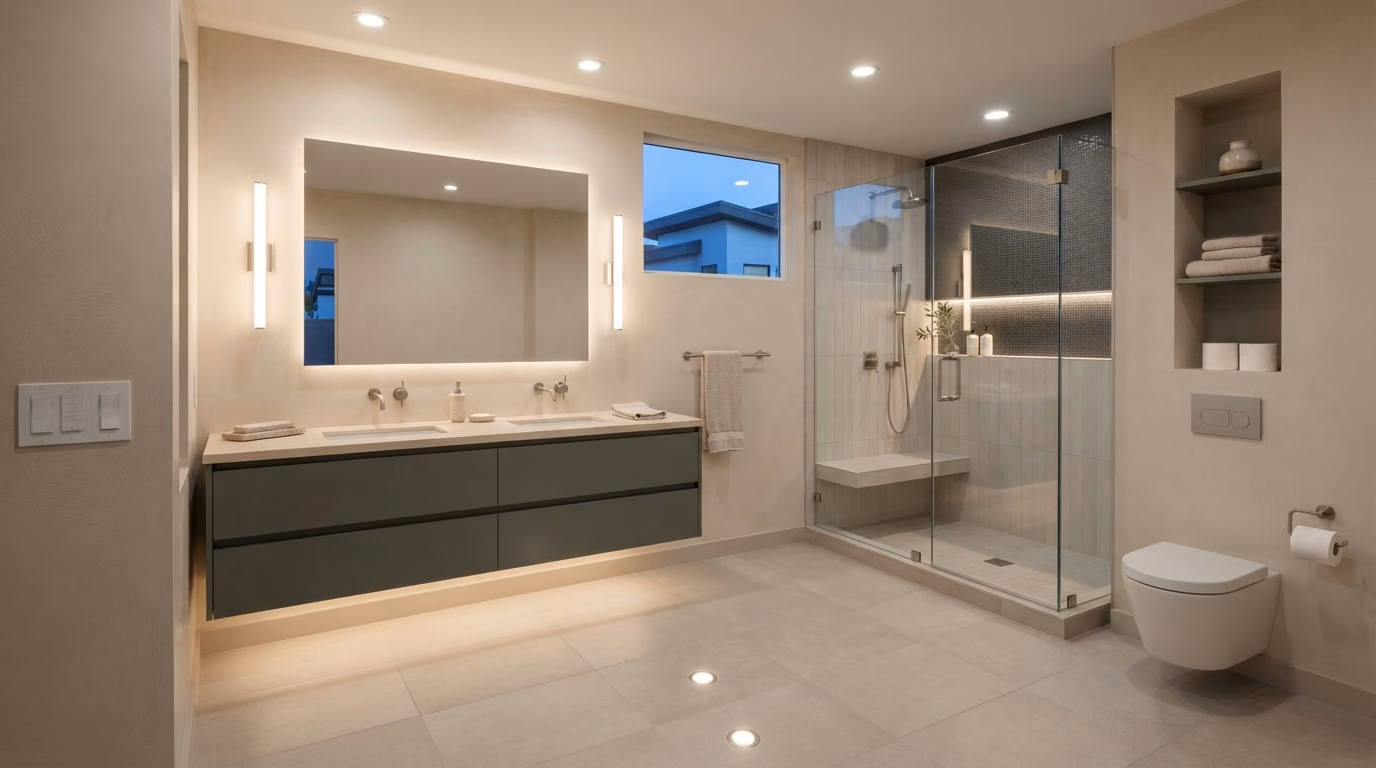 Bathroom vanity and ambient lighting
