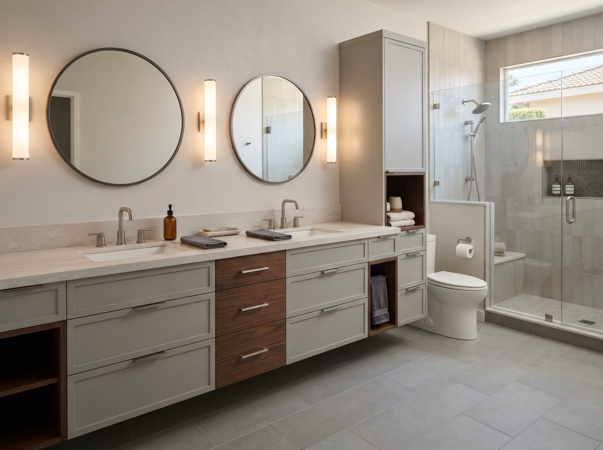 Double vanity bathroom installation