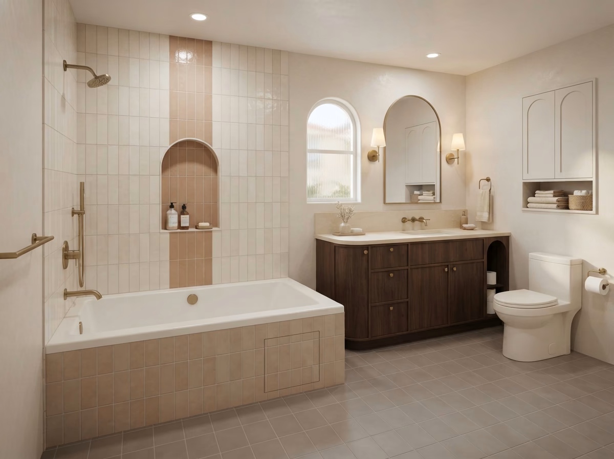 Tub-to-shower conversion bathroom example