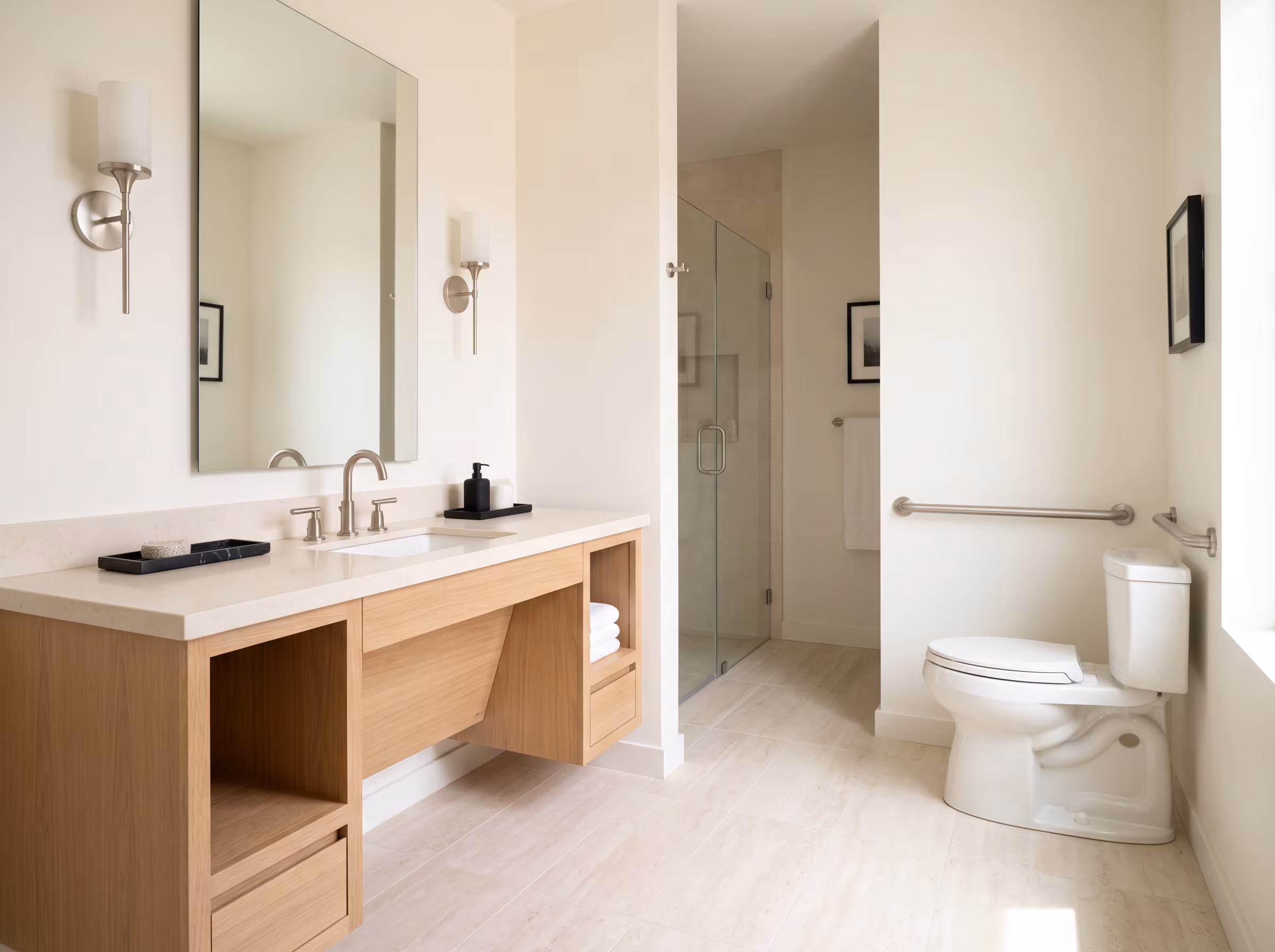 Walk-in shower with low-profile entry pan