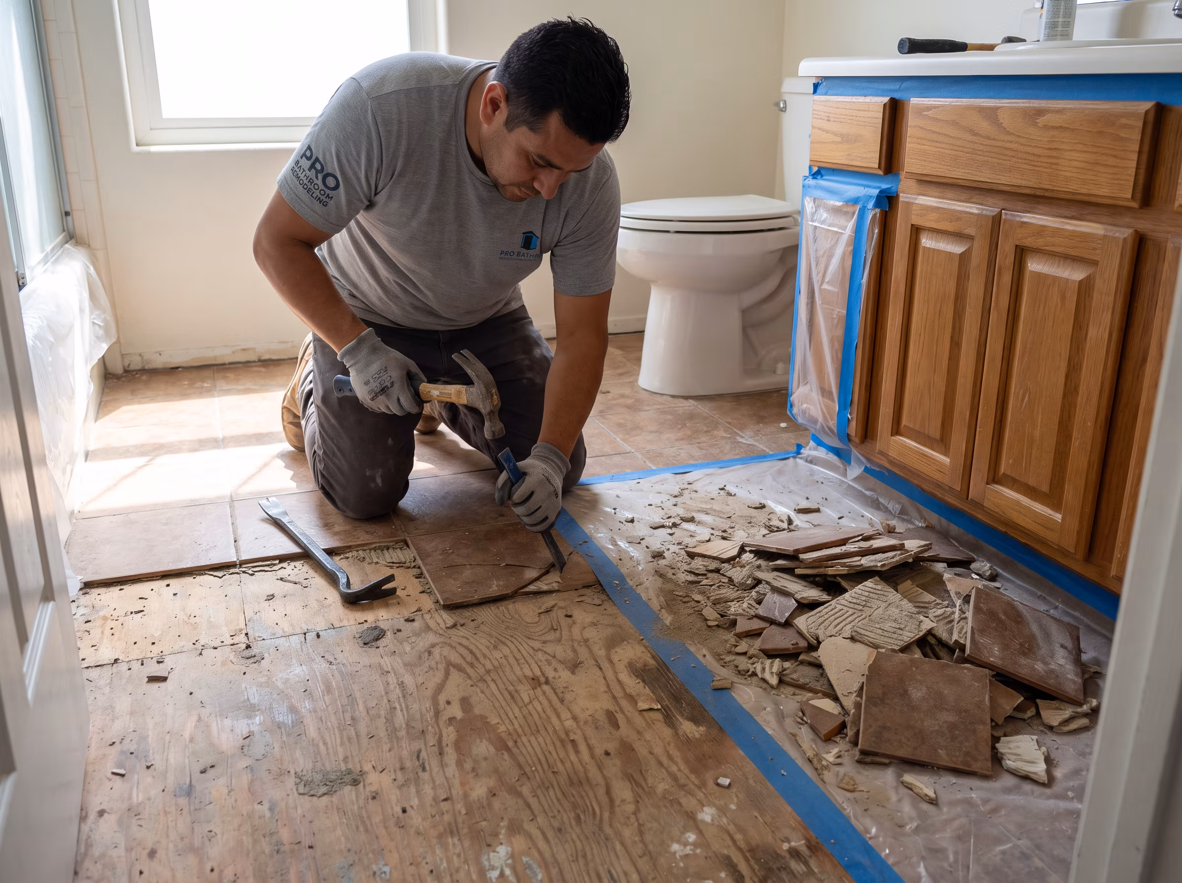 Finished bathroom floor ready for optional radiant heat coordination