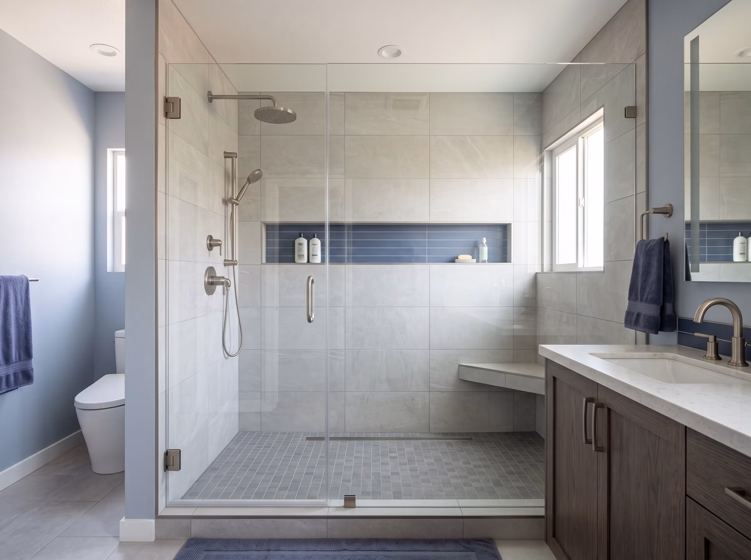 Bathtub installed in a bathroom that previously had only a shower