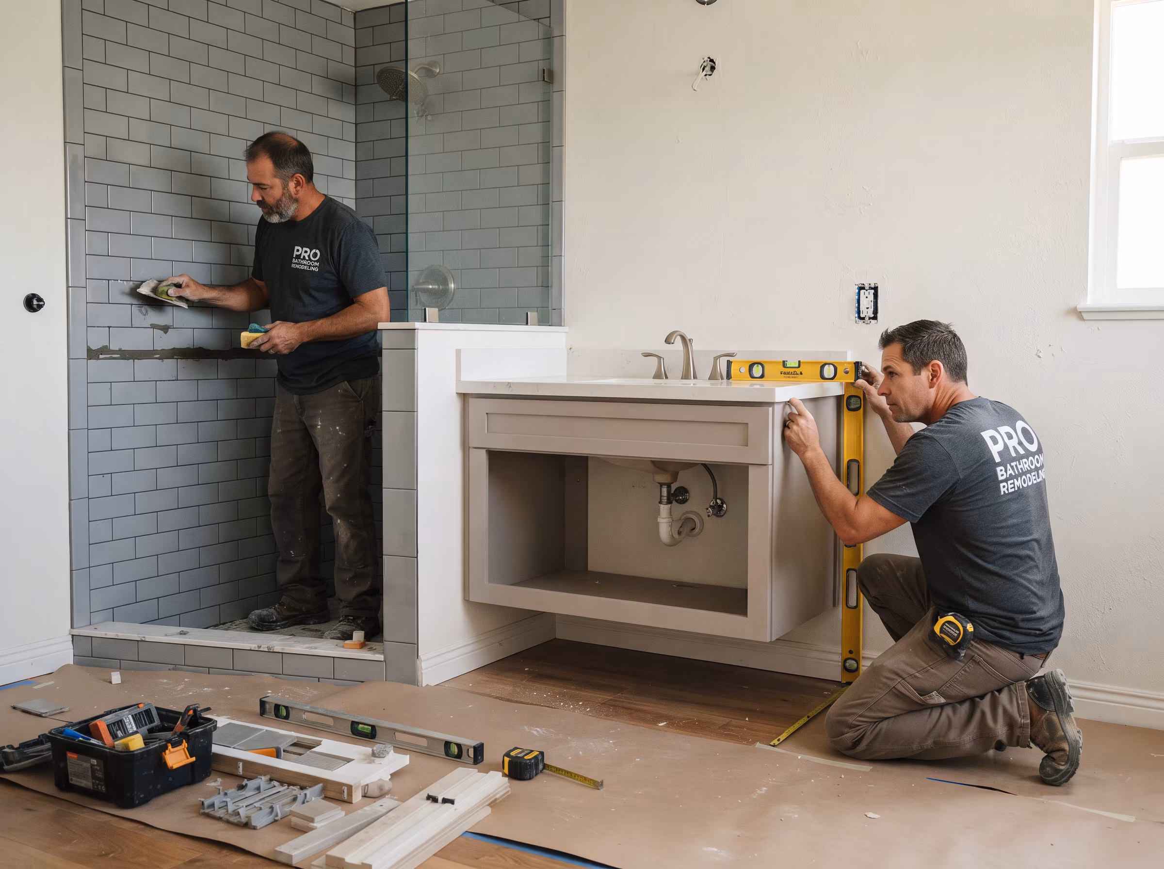 Soaking bathtub restored in a finished bathroom