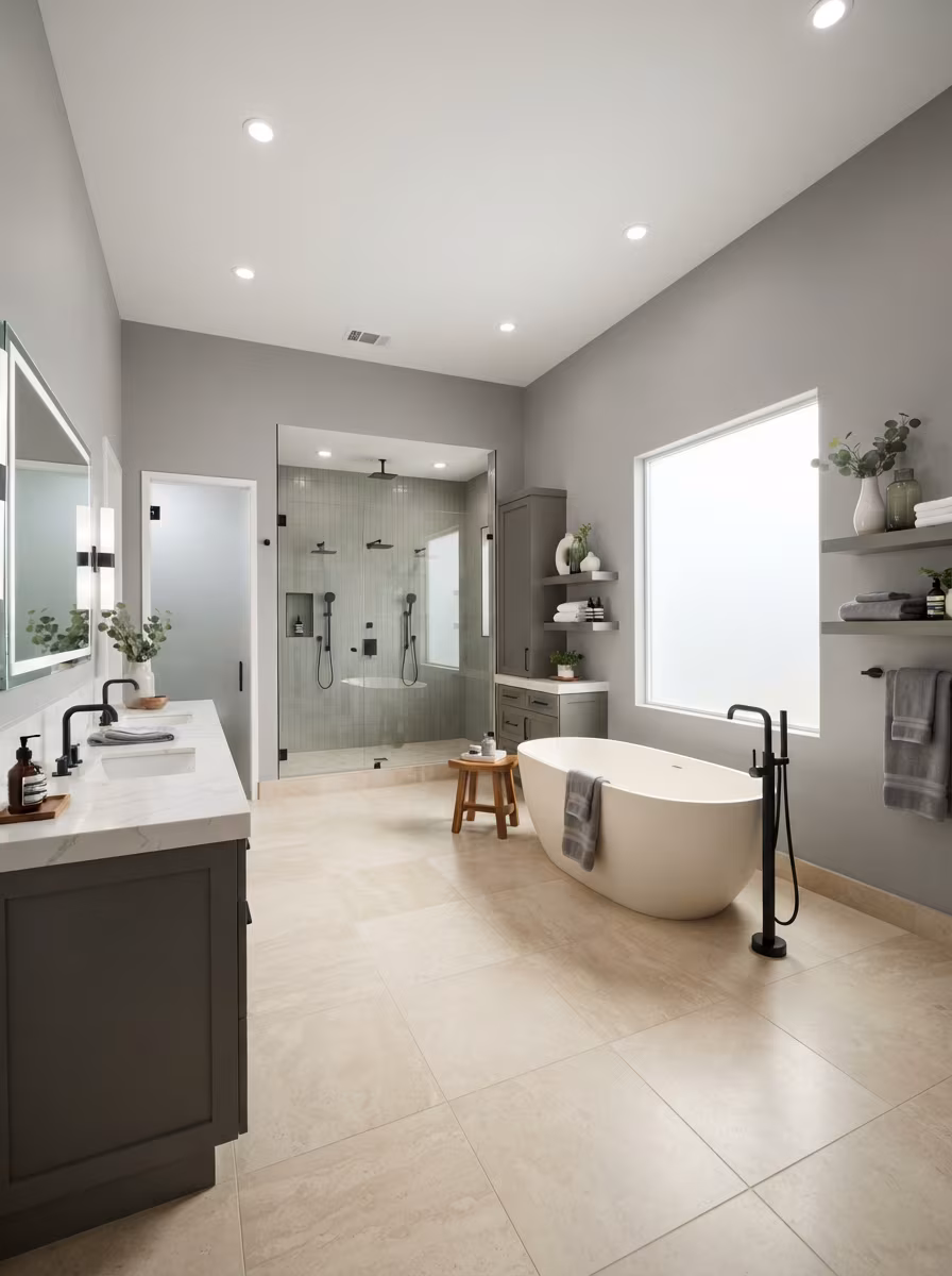 Freestanding bathtub with clearance on all sides