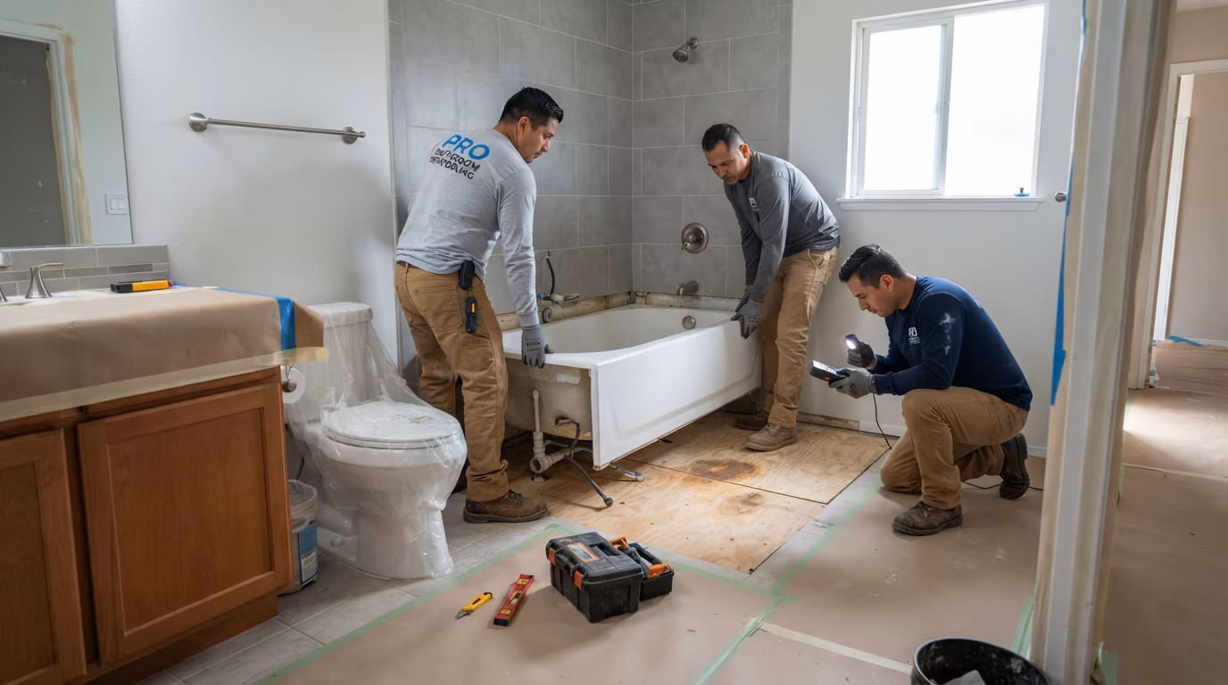 Alcove bathtub before removal